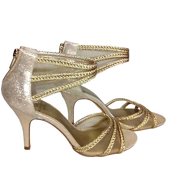 Adrianna Papell Adler Gold Evening Pumps - 7.5 - Picture 5 of 6